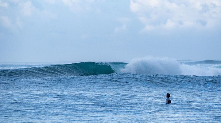 empty surf lineup at Monkeys Resort South Telo Indonesia